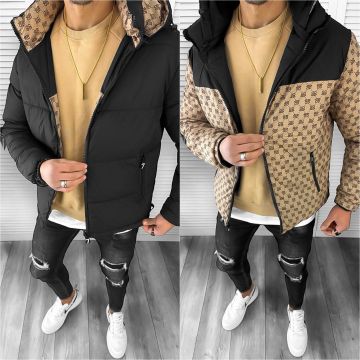 Geaca barbati de iarna  cu 2 fete  neagra A68 60-4