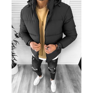 Geaca barbati de iarna  imblanita  neagra 5156 D0-4