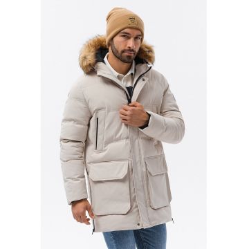 Geaca parka cu gluga - Crem