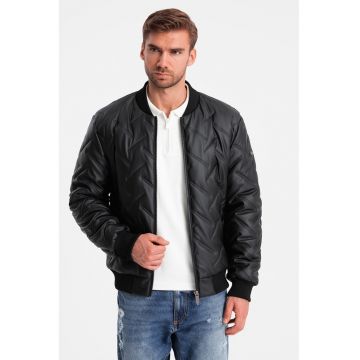 Jacheta bomber cu aspect matlasat - Negru