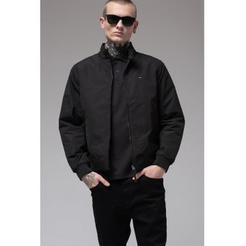 Jacheta cu guler fixat cu nasturi si model harrington - Negru stins