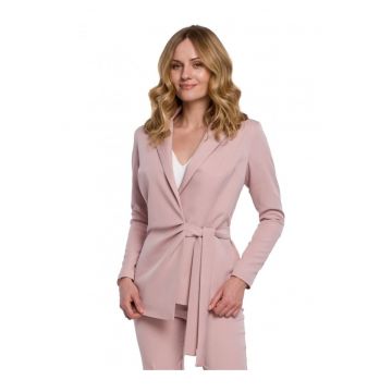 Blazer elegant  Cu curea - Poliester - Elastan - Roz