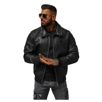 Geaca de piele barbati neagra  JB/JP1178Z