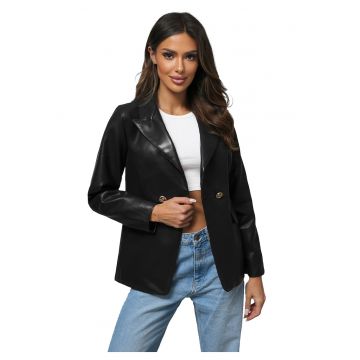Geaca de piele pentru femei neagra  JS/11Z8121
