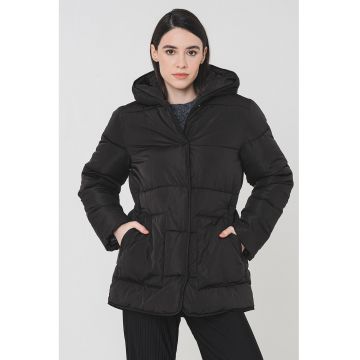Geaca regular fit cu vatelina - Negru