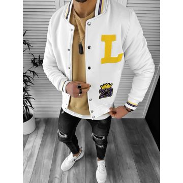 Geaca barbati de toamna cu imprimeu  alba K218 21-4.3