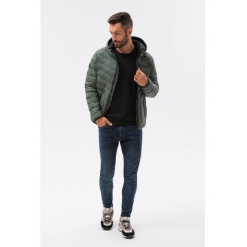 Geaca cu vatelina si gluga - Verde inchis