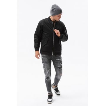 Jacheta bomber cu buzunare multiple - Negru