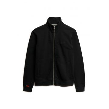 Bluza de trening cu fermoar si broderie logo - Negru