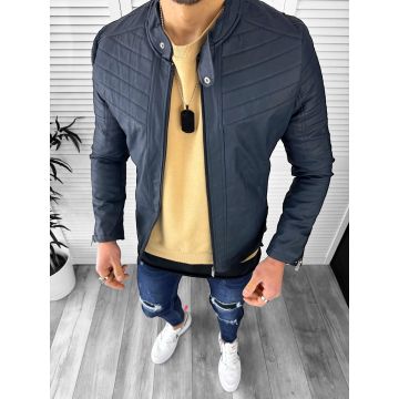 Geaca barbati bleumarin piele ecologica B8207 T1-1
