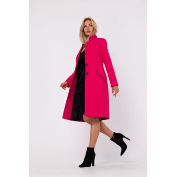 Palton clasic cu nasturi -  Fucsia -