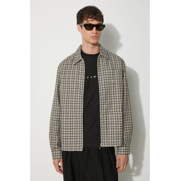 Awake NY geacă cu aspect de cămașă Lt Wt culoarea maro, de tranzitie, oversize, SP24-OT004