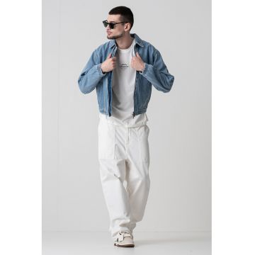 Jacheta-camasa din denim cu fermoar