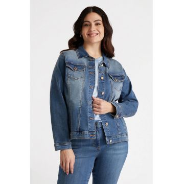 Jacheta din denim cu aspect decolorat