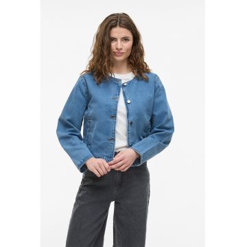 Jacheta din denim cu buzunare laterale