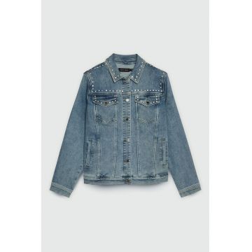 Jacheta din denim cu strasuri
