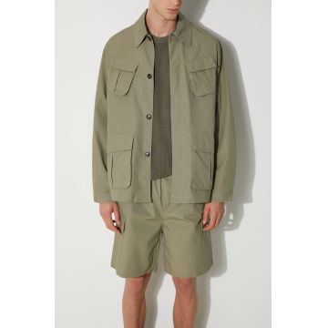 MKI MIYUKI ZOKU jacheta de bumbac Ripstop Cargo Jacket culoarea verde, de tranzitie, oversize, RIPSTOP.CARGO.JACKET
