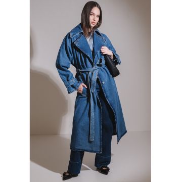 Trenci din denim cu maneci raglan