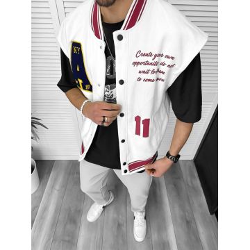 Vesta barbati casual  alba  cu stickere  11826 21-5