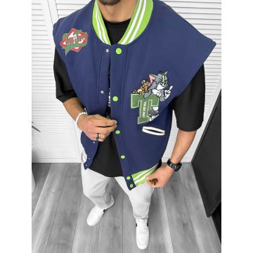 Vesta barbati casual  bleumarin  cu stickere  11826 25-2.2