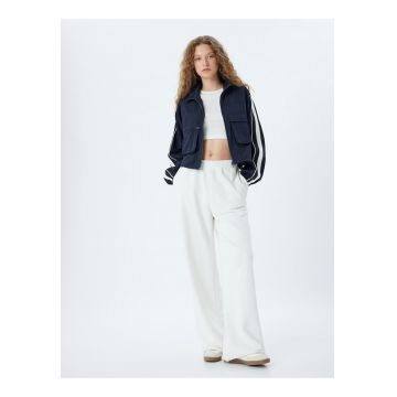 Jacheta crop cu fermoar