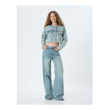 Jacheta crop din denim