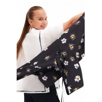 Jacheta cu gluga si imprimeu floral