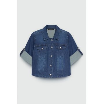 Jacheta din chambray cu maneci 3/4