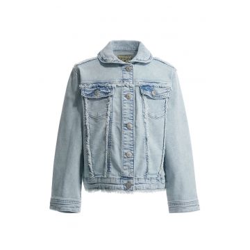 Jacheta din denim cu aspect decolorat