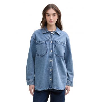 Jacheta lejera din denim cu buzunar pe piept
