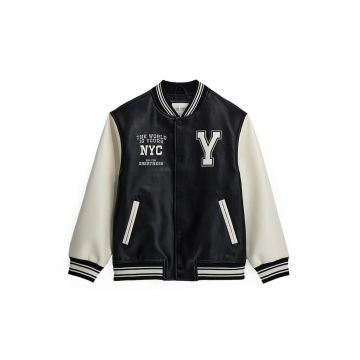 Jacheta varsity din piele ecologica