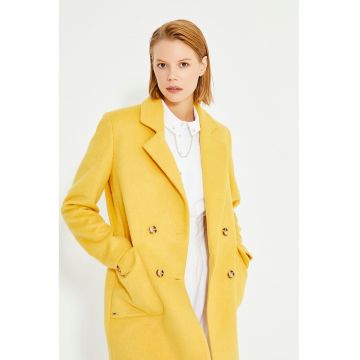 Palton din amestec de lana cu doua randuri de nasturi