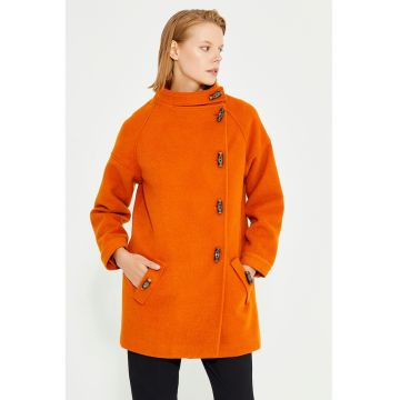 Palton din amestec de lana cu nasturi