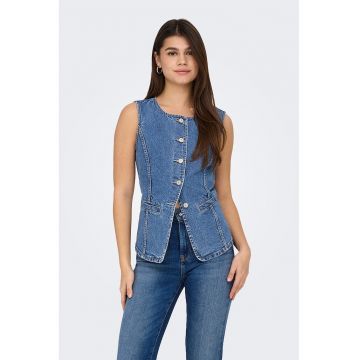 Vesta de denim cu nasturi