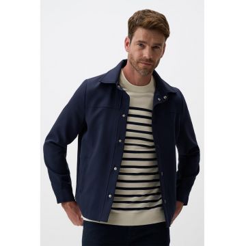 Camasa-jacheta uni cu capse - Bleumarin -