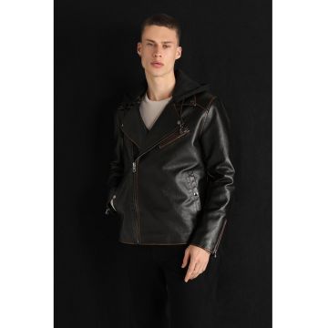 Jacheta biker slim fit de piele ecologica Jacheta biker slim fit de piele ecologica