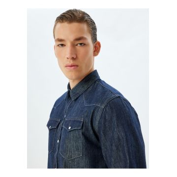 Jacheta-camasa cambrata din denim