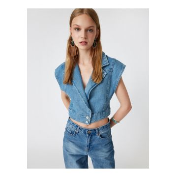 Jacheta crop din denim