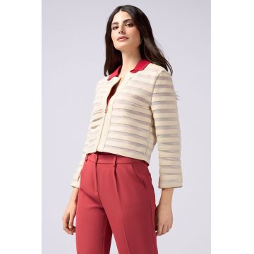 Jacheta cu model in dungi si fermoar