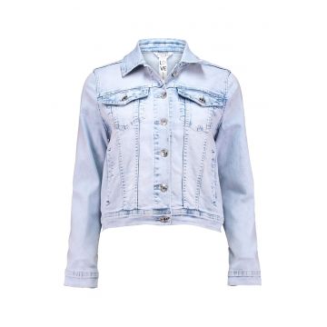 Jacheta de denim cu buzunare pe piept
