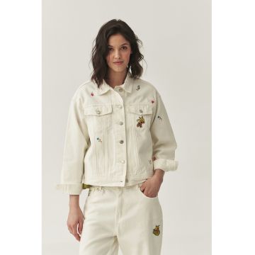 Jacheta din denim cu broderii
