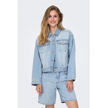 Jacheta din denim cu maneci cazute