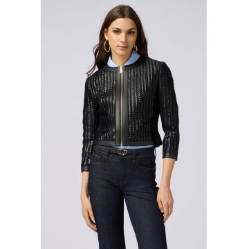 Jacheta din piele ecologica cu detalii laser cut