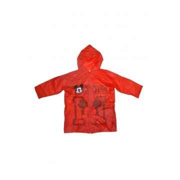 Pelerina de ploaie -  Mickey Mouse - gluga - rosu - 100% clorura de polivinil - pentru copii 4-5 ani -