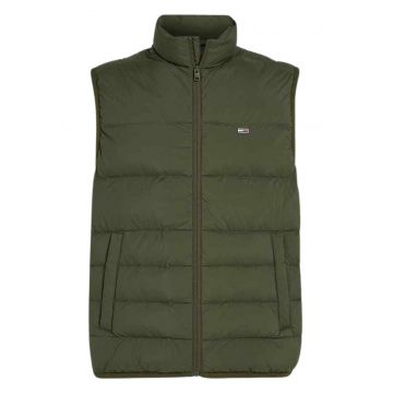Vesta pentru barbati Tommy Jeans - puf si pene - verde - poliamida -