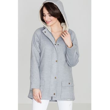 Geaca dama  K306 - gri - poliester - maneci lungi - design simplu -