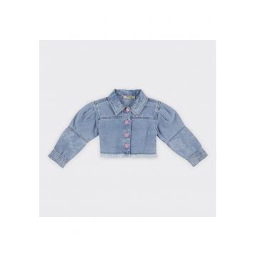 Geaca de blugi cu nasturi Roz  - Stella - Albastru Denim - pentru fetite