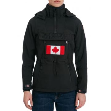 Geaca softshell pentru femei  Toka - poliester/elastan - neagra - impermeabila - cu gluga detasabila -