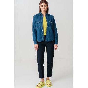 Jacheta-camasa din denim cu buzunare pe piept