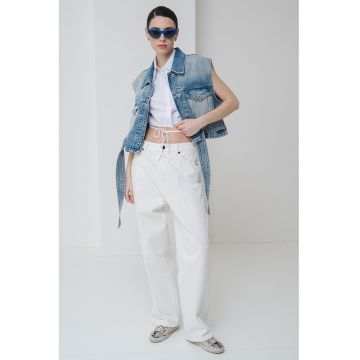 Jacheta crop din denim - fara maneci